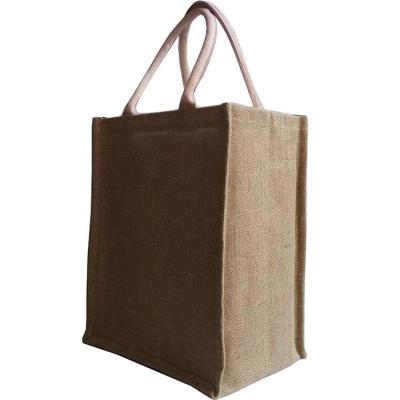 China Wholesale Durable Natural Hessian Burlap Wine Packaging Bag For 6 Bottle Bag for sale