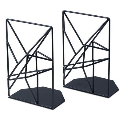 China 2021 creative and unique metal black cast metal decoration geometric design bookends for sale