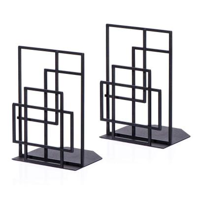 China Decorative Black Heavy Duty Metal Shelf Shelf Modern Style Metal Bookends for sale