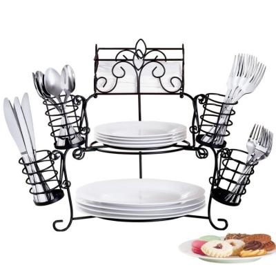 China 2021 Modern Multifunctional Seven-piece Kitchen Rack Bread Dish Rack Fruit Basket Paper Towel Holder Set for sale