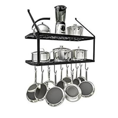 China Modern Wrought Iron Kitchen Racks Wall Mounted Folding Pot Racks Kitchen Pot Racks for sale