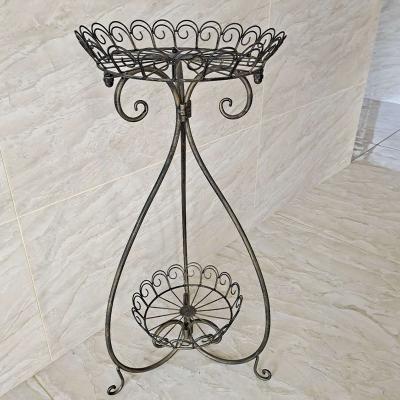 China Art Living Room High Quality Single Flower Pot Hanger Idyllic Balcony Decoration Iron Shelf Simple Multilayer Hanger for sale