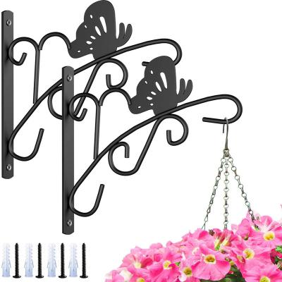 China Simple Butterfly Wrought Iron Flower Basket Flower Rack Hanger Triangle Bracket Flower Hook for sale