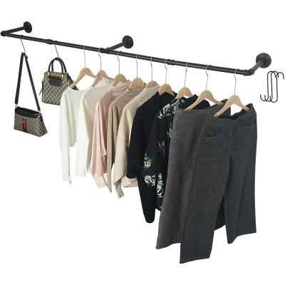 China To Your Wall Pipe Industrial Clothing Rack Wall Mounted Fabric Racks Commercial Metal Clothes Racks for sale