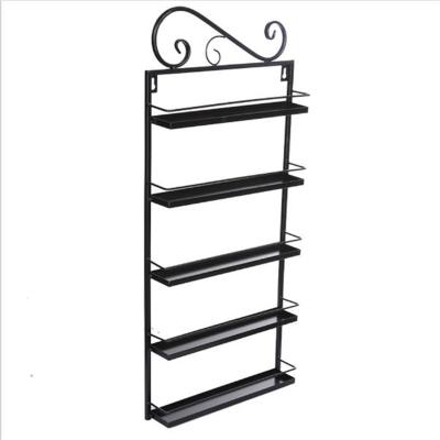 China Modern Five-Layer Iron Kitchen Rack Kitchen Spice Wall Mount Seasoning Rack for sale