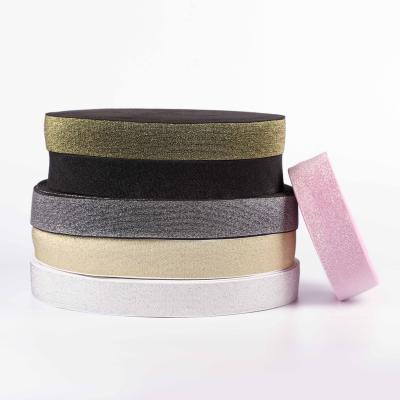 China Factory Wholesale Elastic Customized Shiny Elastic Band Woven Elastic Waistband Polyester Glitter Elastic Band For Underwear for sale