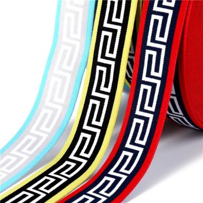 China Soft knitted custom printed polyester woven jacquard elastic printed underwear nylon elastic band webbing elastic band with logo for sale