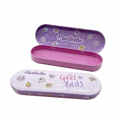 China Wholesale Custom Printed Pencil Case Recyclable Tinplate Pen Case Container Metal Tin Box for sale