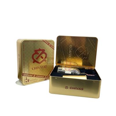 China Professional Recyclable Metal Tin Box For Whiskey Bottle Manufacturer Metal Tin Box Wine Bottle Packaging for sale