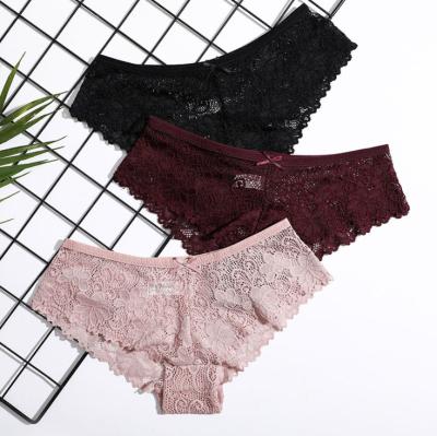 China Wholesale Seamless Underwear Women Panties Women Bragas Panties Antibacterial Hollow Sheer Lace Panties for sale