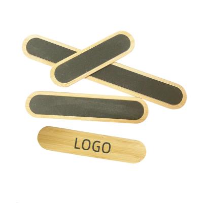 China Bamboo+Sandpaper Customized Wholesale Rectangle Shape Black Sandpaper 90/120/178 Durability Bamboo Nail File for sale