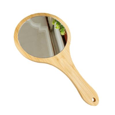 China Contemporary Wholesale Bamboo Handheld Beauty Salon Mirror Pocket Cosmetic Mirror With Handle Bamboo Mirror for sale