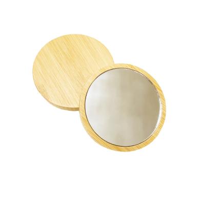 China Hot Selling Mini Pocket Mirror Custom Contemporary Factory Wholesale Eco-Friendly Bamboo Round Logo Makeup Bamboo Mirror for sale