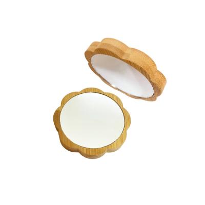 China Contemporary Wholesale Eco-friendly Bamboo Mirror Round Design Pocket Makeup Hand Mirror For Girls Gift Beauty Bamboo Mirrors for sale