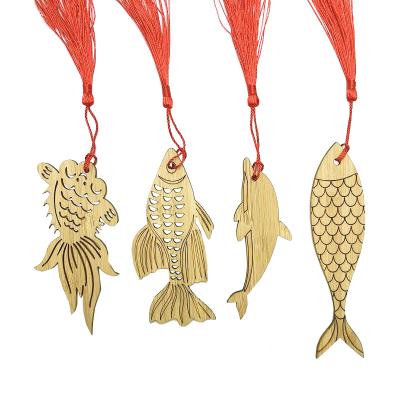 China China Promotion Gift Custom Use Bamboo Wooden Souvenir Fish Bamboo Bookmark for sale