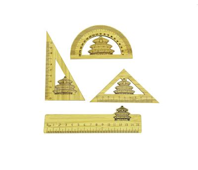 China Eco BAMBOO Custom Stationery Triangular Ruler Laser Engraving / Printing Logo Bamboo Wooden Ruler for sale