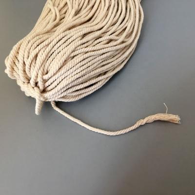 China YQ-RY30 sustainable 3mm 3 strand twisted cotton round cord for garment cord for sale