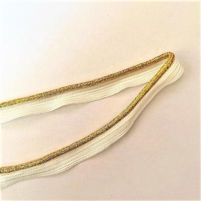 China Sustainable Wholesale YWP11B Natural White With Gold Silk Edge Polyester Piping Band 10mm for sale