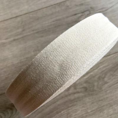 China YWH06 Pure Cotton Sustainable Stock 4cm Wide Natural Beige Herringbone Tape Ribbon Roll for sale