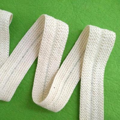 China YQ-WA85 Good Quality Sustainable Off White Soft Cotton Fold Over Sofa Webbing Trimming for sale