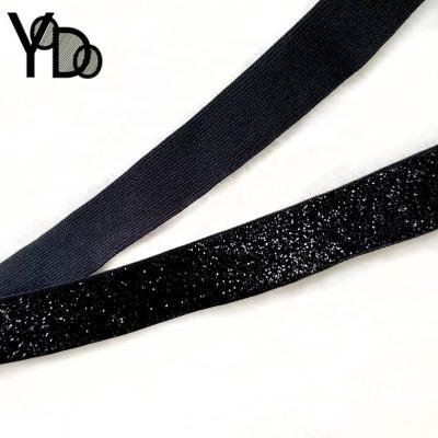 China YQ-WL24 decorative black conventional viable shinny elastic glitter ribbon for dress accessory for sale