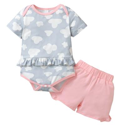 China Formal Newborn Baby Summer Clothing Tops And Short Babies Clothes Set for sale