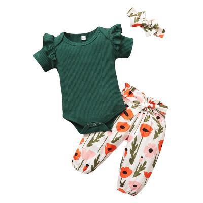 China Summer Shorts Sleeve Dressing Outfit Formal Newborn Babies Clothes Set for sale