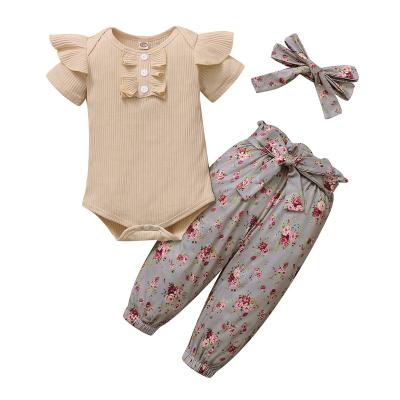 China Newborn Babies Summer Formal Short Sleeve Three Piece Kids Clothes Suit for sale