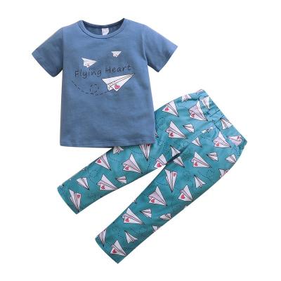 China Chinese Style Summer Boys Short Sleeve Clothing Children Cotton Kids Clothes Set for sale