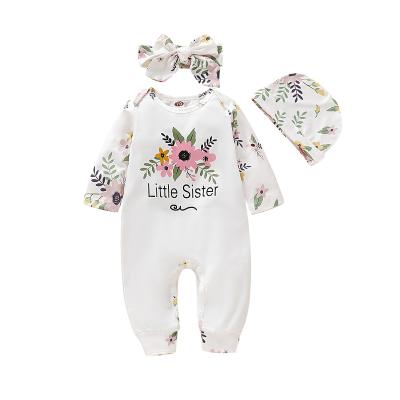 China Little Sister Cute Autumn Romper Flower Casual Letter Pink Low Price for sale