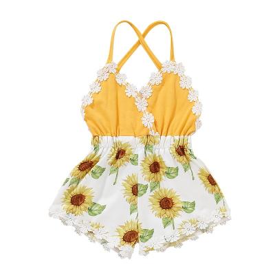 China Spandex/Cotton Factory Outlet Lovely Sunflower Summer Cute Baby Swimsuit for sale