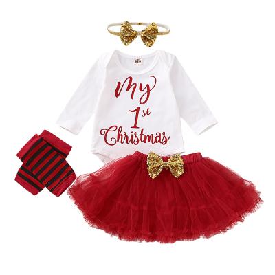 China New Arrival Casual Fashion Sequined Bowknot Christmas Baby Dress Set for sale