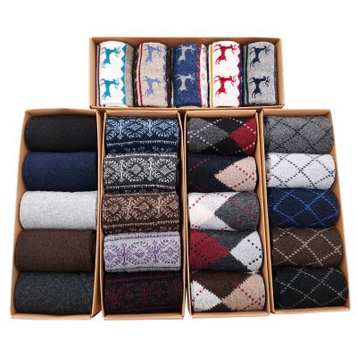 China Antibacterial High Quality Men's Socks Wool Rabbit Business Socks Gift Box of 5 Packs for sale