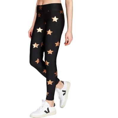 China Breathable Outdoor Sports Printed Size Five Star Sharp Women's Gym Leggings High Tops Pants for sale