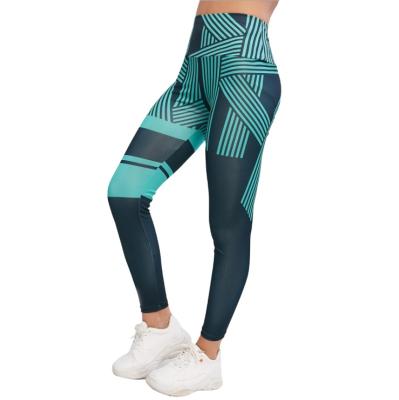 China Breathable Green Striped Hip Lifting And Push Up Sports Tight Breathable Yoga Suit Legging for sale