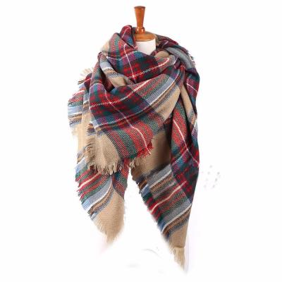 China 100% acrylic women scarf plaid pattern, fashion square winter scarf for sale