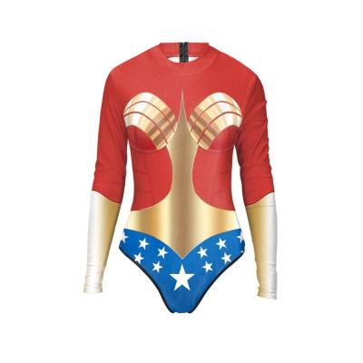 China 2020 One Piece Bikini Custom Made Breathable Print One Piece Swimwear Women Superhero Wonder Woman Swimwear for sale