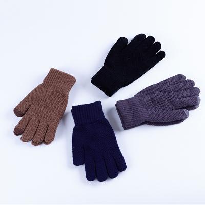 China Jacquard Customize Warm Stretch Knitted Winter Touch Screen Gloves Men Women Wool Mittens Magic Acrylic Touch Screen Gloves for sale