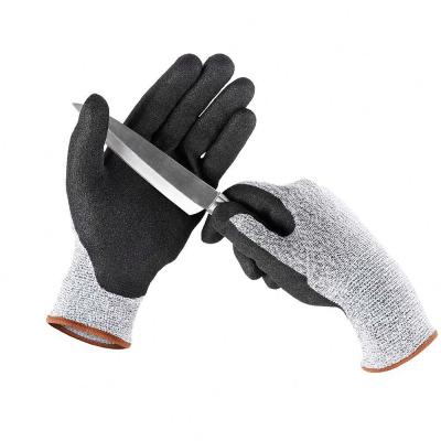 China Flexible Nitrile Liner Cut Resistant Gloves In Level 5 Black Heavy Duty Gloves Cut Full Finger for sale