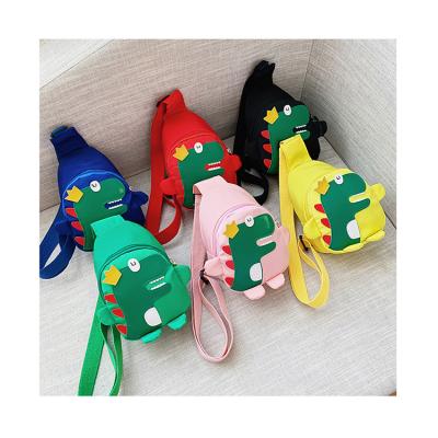 China Motion Sensing Fashion Dinosaur Kids Backpack Cute Canvas Fanny Pack Dinosaur Kids Snack Pack for sale