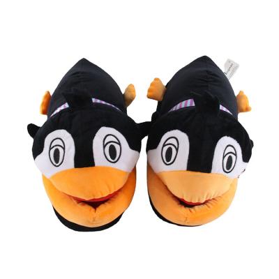 China Winter Warm Indoor Stuffed Plush Slippers Penguin Cotton Animal House Slippers for sale