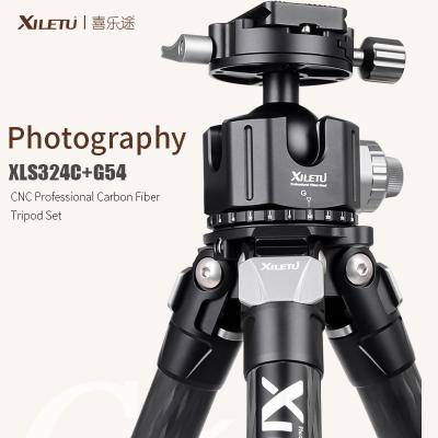 China XILETU XLS324C+G54 PORTABLE Carbon Fiber Professional Tripod Portable Duty For DSLR Camera Tripod for sale