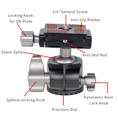 China XILETU XG-25 Panoramic Head XG-25 Bottom Gravity Photography Tripod Spherical Main Monopods High Locking Center Force for sale