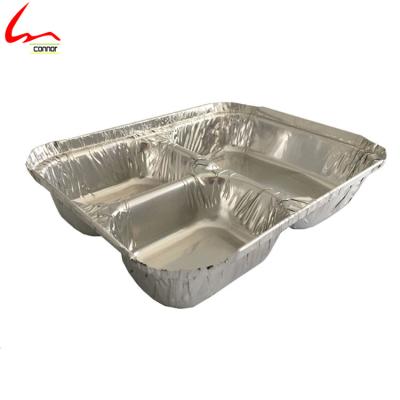 China Deli 2 Compartments Aluminum Foil Divided Container For Food Storage for sale