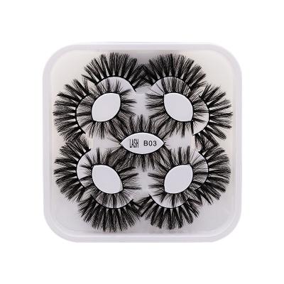 China 9Pairs 25MM Natural Three Dimensional Long Private Label 8D Strips Supernatural Eyelash Mink Eyelash Tape Packaging Box Full For Women for sale