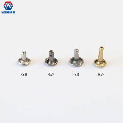 China Eco - Friendly Mushroom Leather Belt Brass Flat Head Craft Rivets Studs Metal Double Cap Rivet for sale