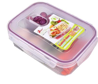 China Wholesale Microwavable Microwavable 3 Compartment Food Storage Container Plant Bento Lunch Box For Kids Plastic Leakproof Lunch Box for sale