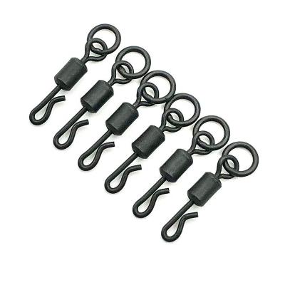 China Carp Fishing Swivels UK 8# Flexi Ring Clips Swivel Connector Matte Black Terminal Tackle Q Shapes Long Body Quick Change Swivel YLIN2002 for sale