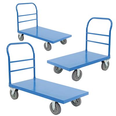 China OEM Four Wheeled Hand Cart Heavy Duty Platform Trolley 150KG Capacity for sale