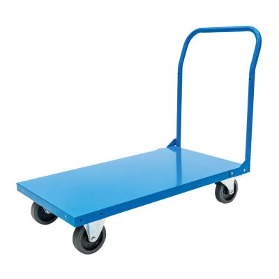 China OEM Heavy Duty Platform Trolley 500kg Flatbed Push Cart Single Handle for sale